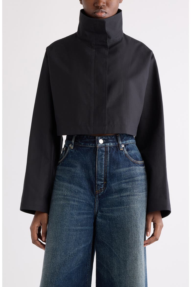 Crop Cotton & Silk Jacket, Main, color, NOIR/ NOIR