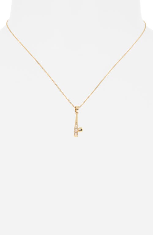Leith Cubic Zirconia Baseball & Bat Pendant Necklace In Gold