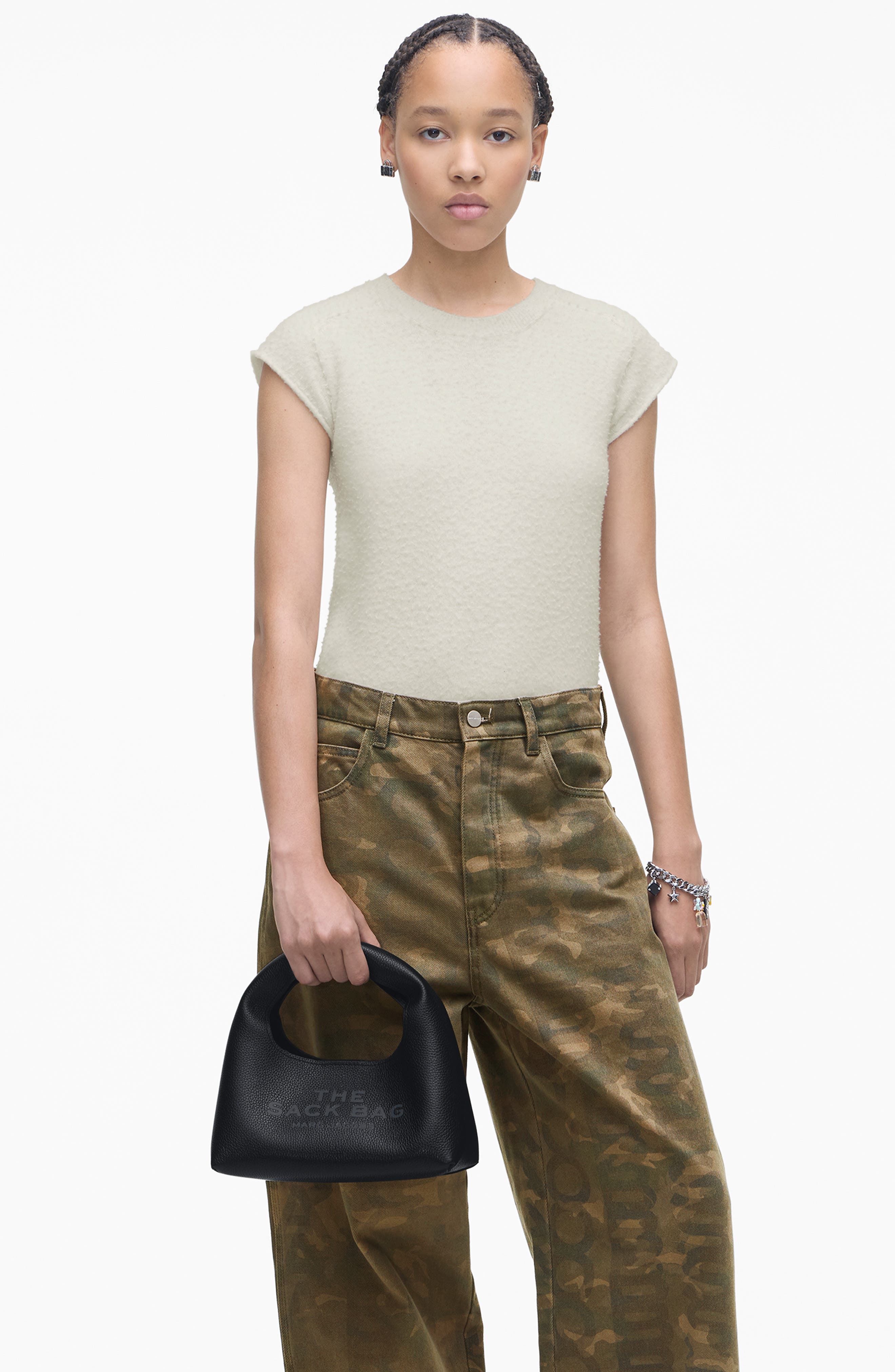 Marc Jacobs The Mini Leather Sack Bag, Alternate, color, Black Tonal