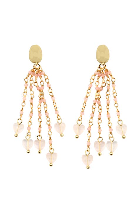 Stone & Crystal Chain Fringe Earrings