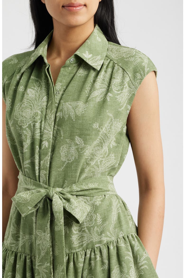 Floral Cap Sleeve Shirt Dress, Alternate, color, GREEN MULTI