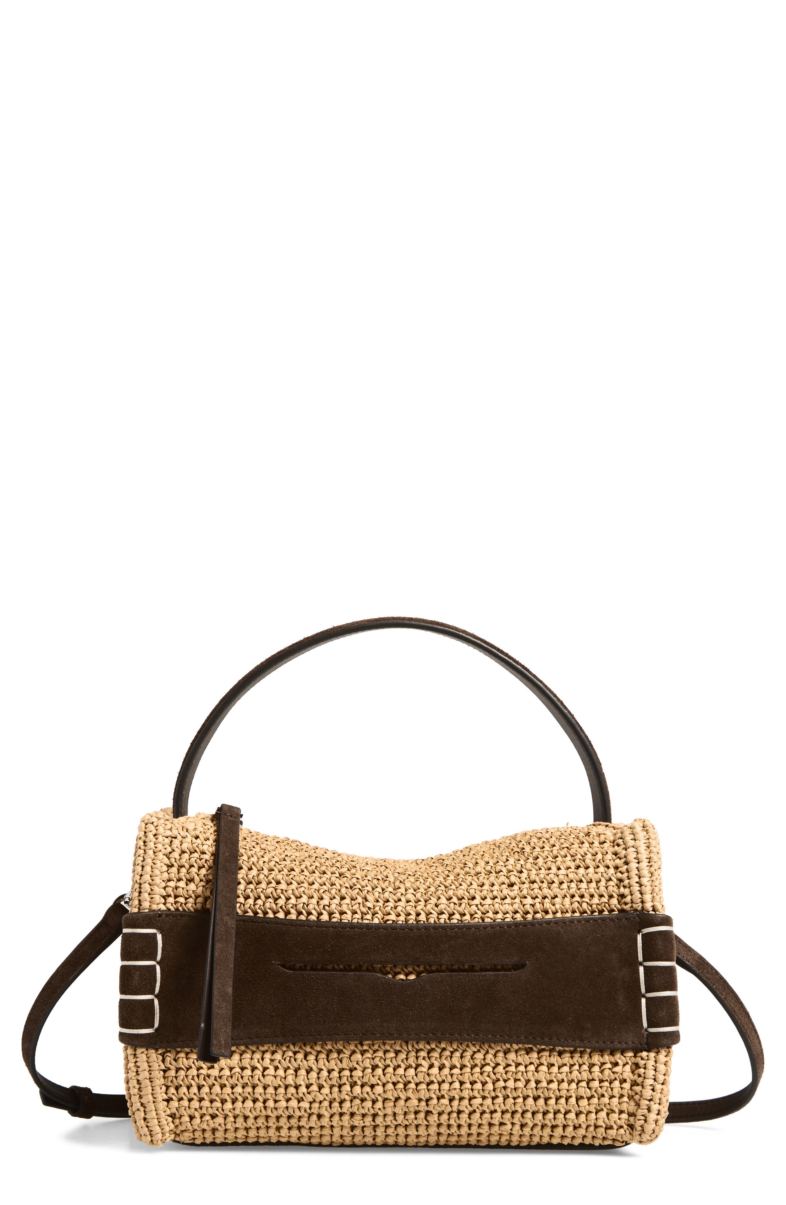 Small Loafer Raffia & Suede Handbag, Main, color, NATURAL/ BROWN 094