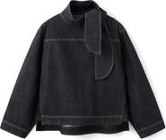 MANGO Sila Tie Neck Denim Top