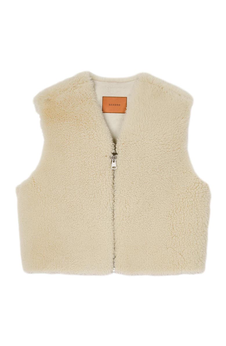 SANDRO Sleeveless shearling cardigan, Alternate, color,