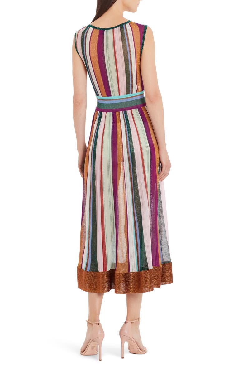 Missoni Metallic Stripe Faux Wrap Midi Sweater Dress, Alternate, color,