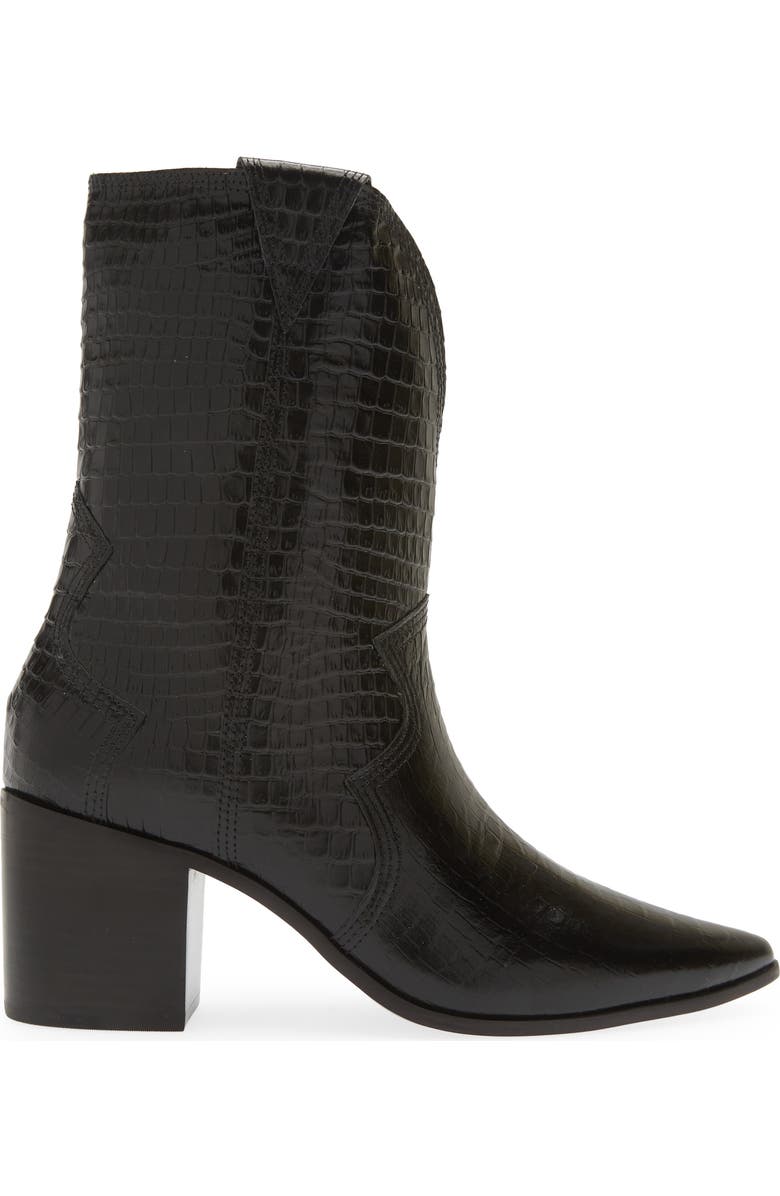 Kaanas Ver Croc Embossed Pointed Toe Western Boot, Alternate, color,