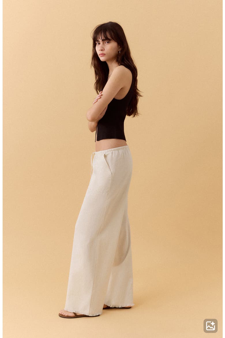 Studded Drawstring Wide Leg Pants, Alternate, color, SAND