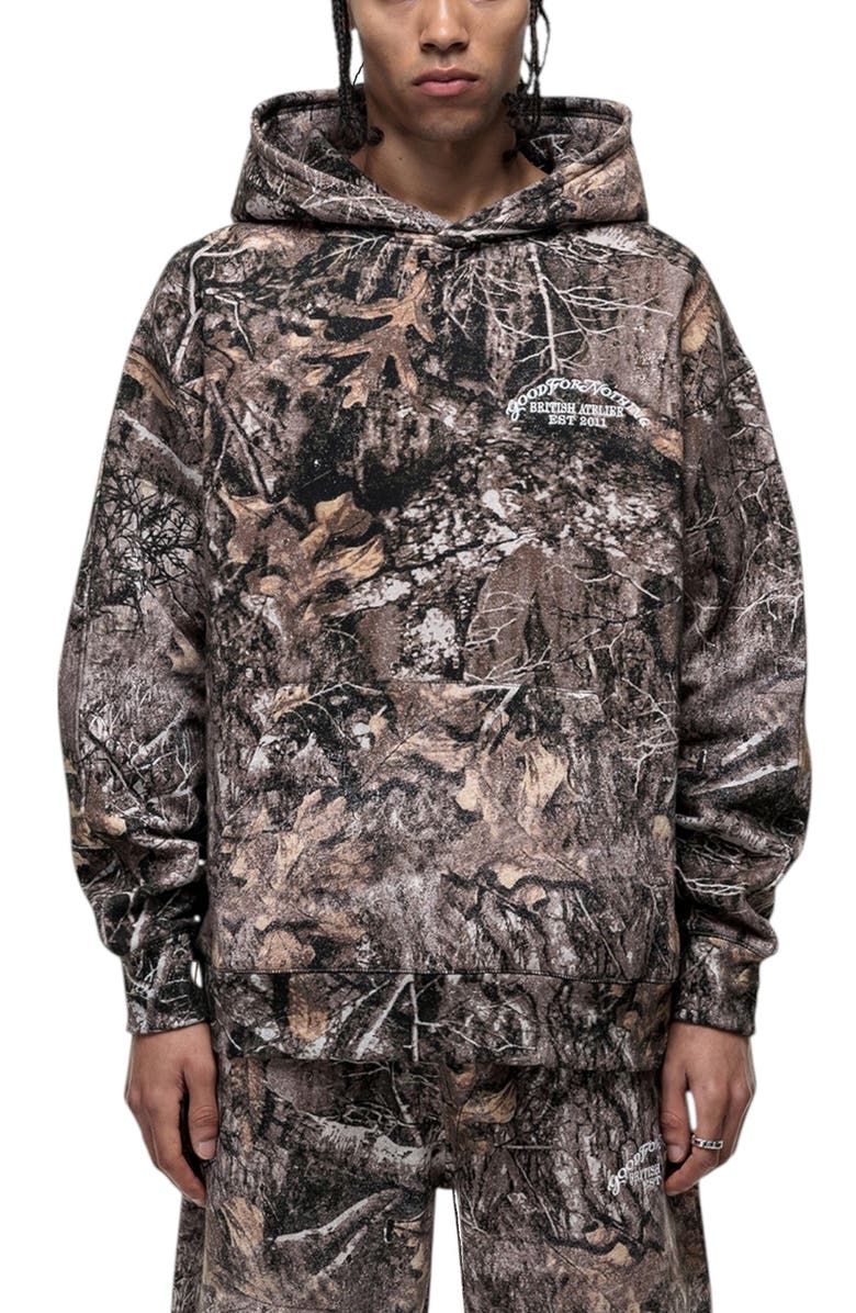 Good For Nothing Woodland Camo Print Hoodie, Main, color, Camo