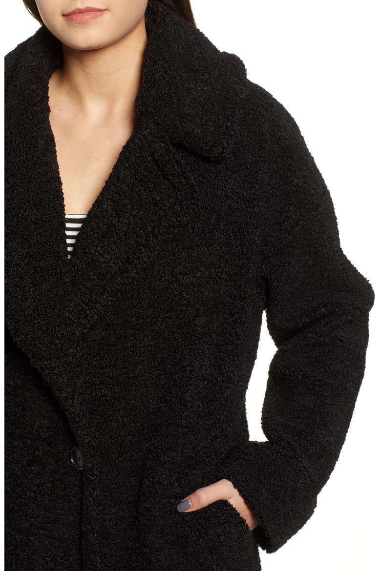Faux Fur Teddy Coat, Alternate, color, BLACK