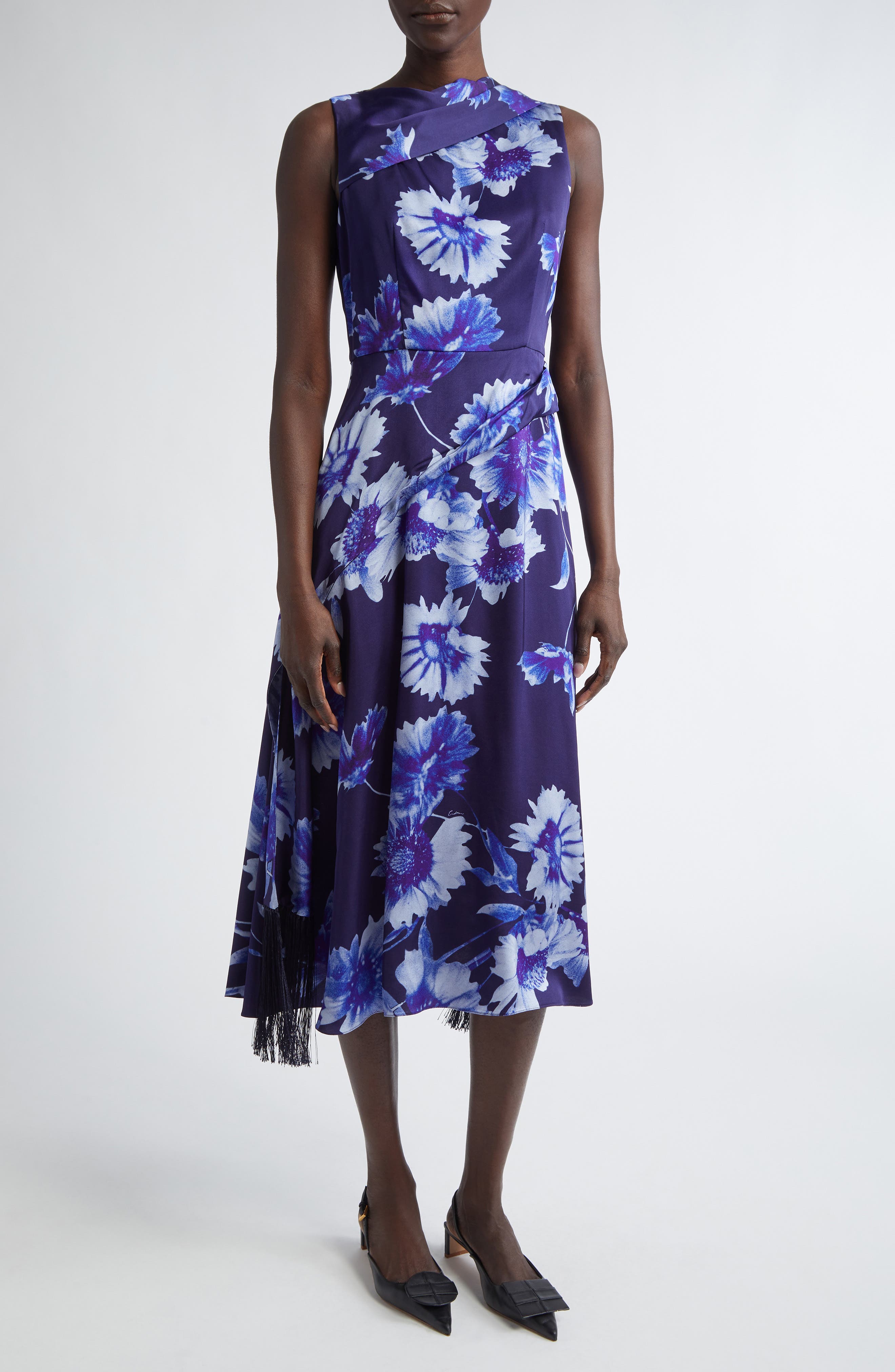 Erdem Troubridge Floral Draped Cocktail Dress