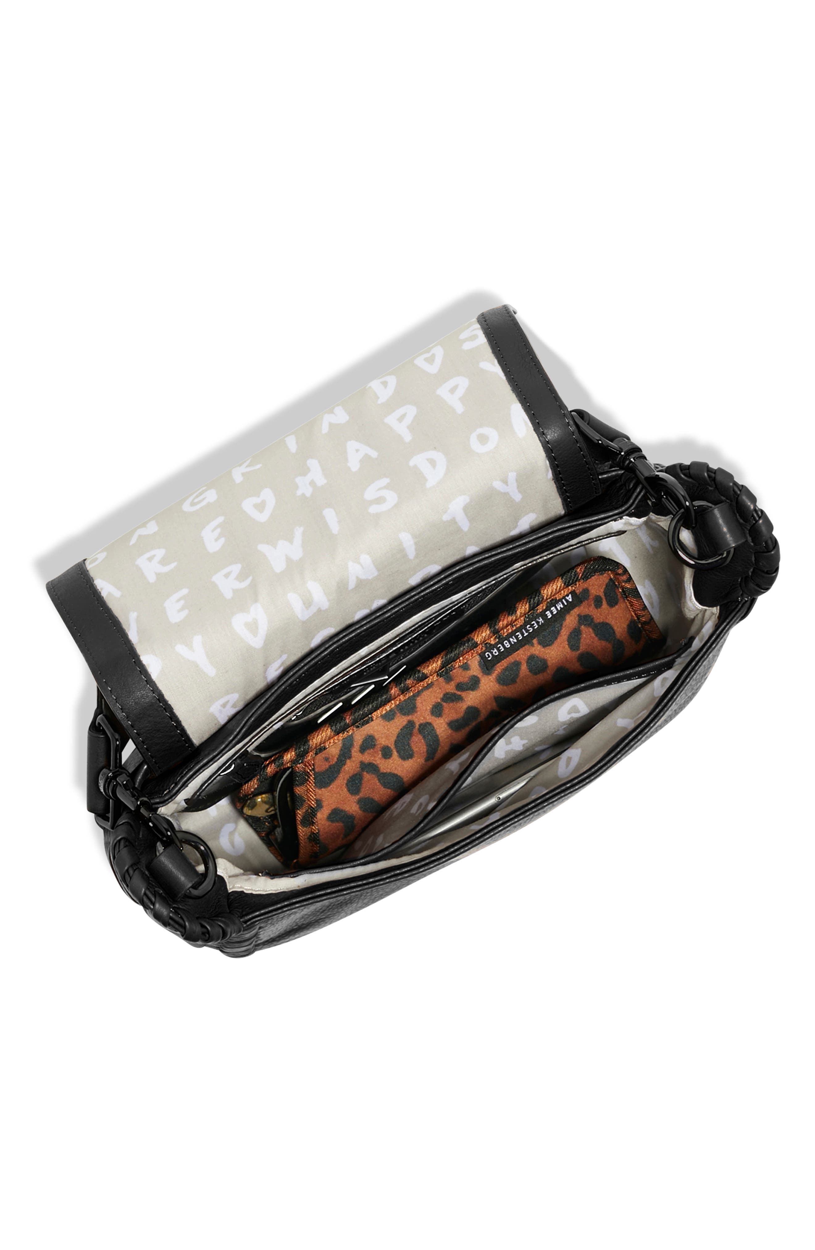 All for Love Leather Crossbody Bag, Alternate, color, BLACK WITH SHINY BLACK