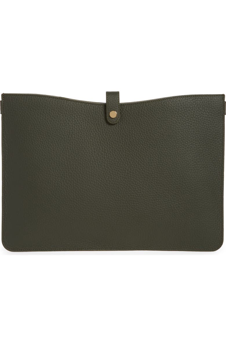 Cuyana System 13-Inch Leather Laptop Sleeve, Main, color, Dark Olive