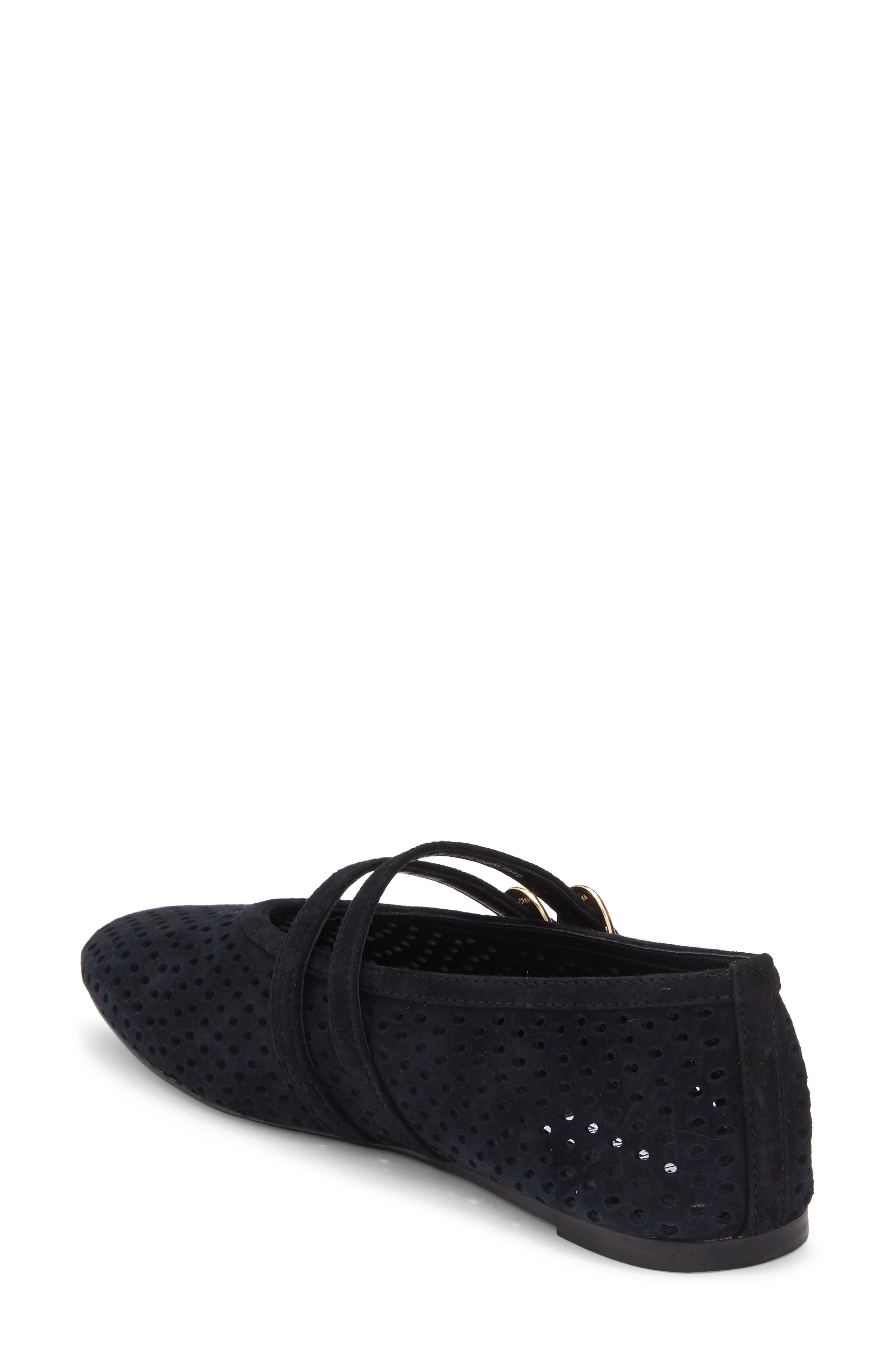 Steve Madden Lissa Perforated Mary Jane Flat, Alternate, color, Black Suede