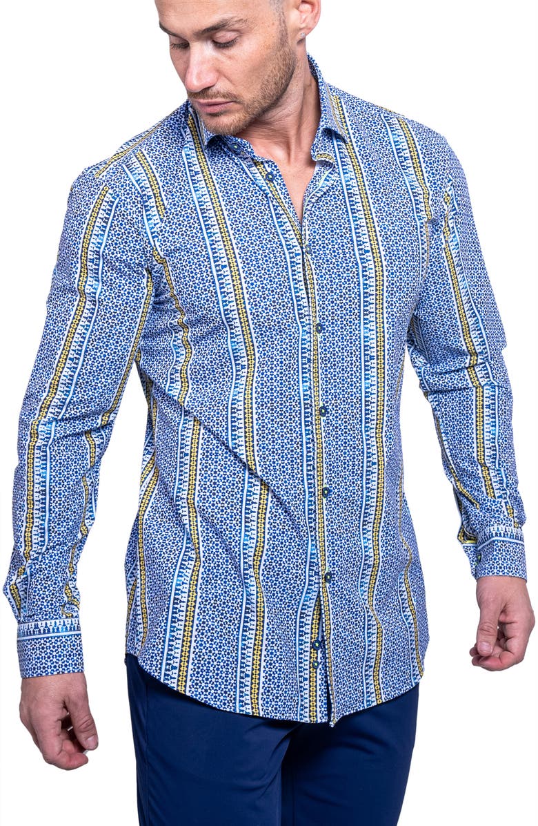 Maceoo Fibonacci Resistance Contemporary Fit Button-Up Shirt, Alternate, color, Blue
