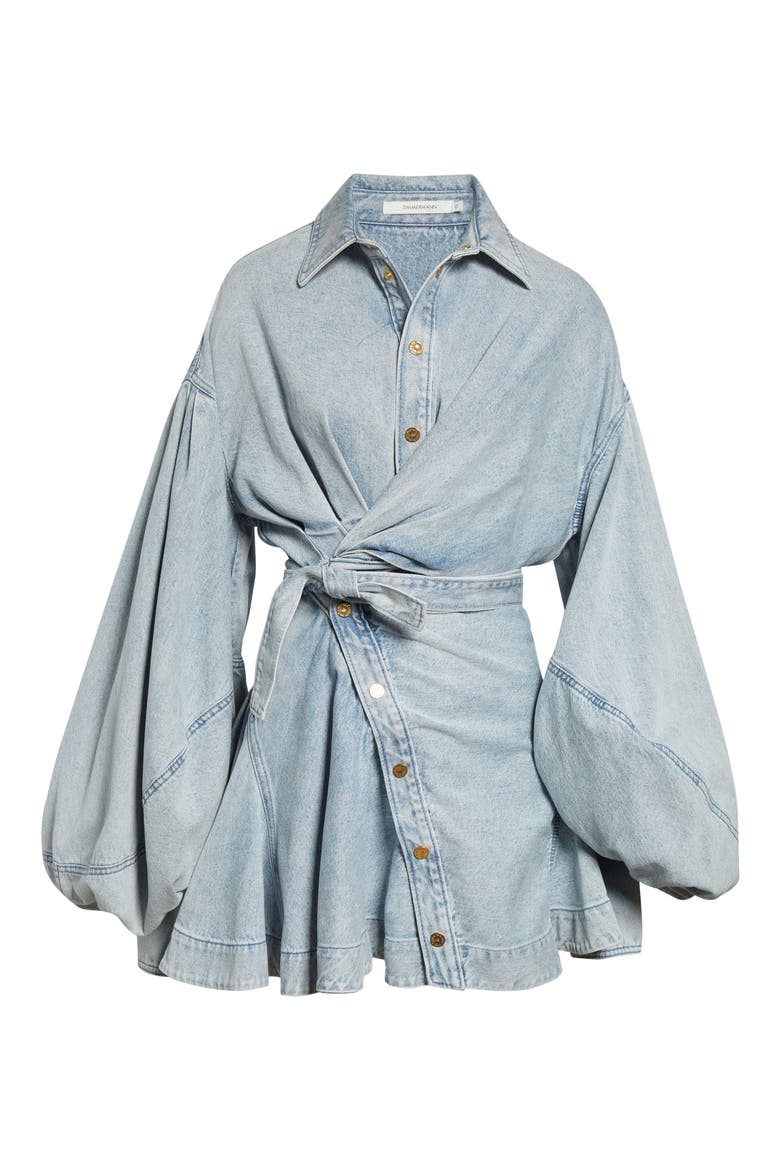 Rebellion Denim Wrap Minidress, Alternate, color, CASTAWAY