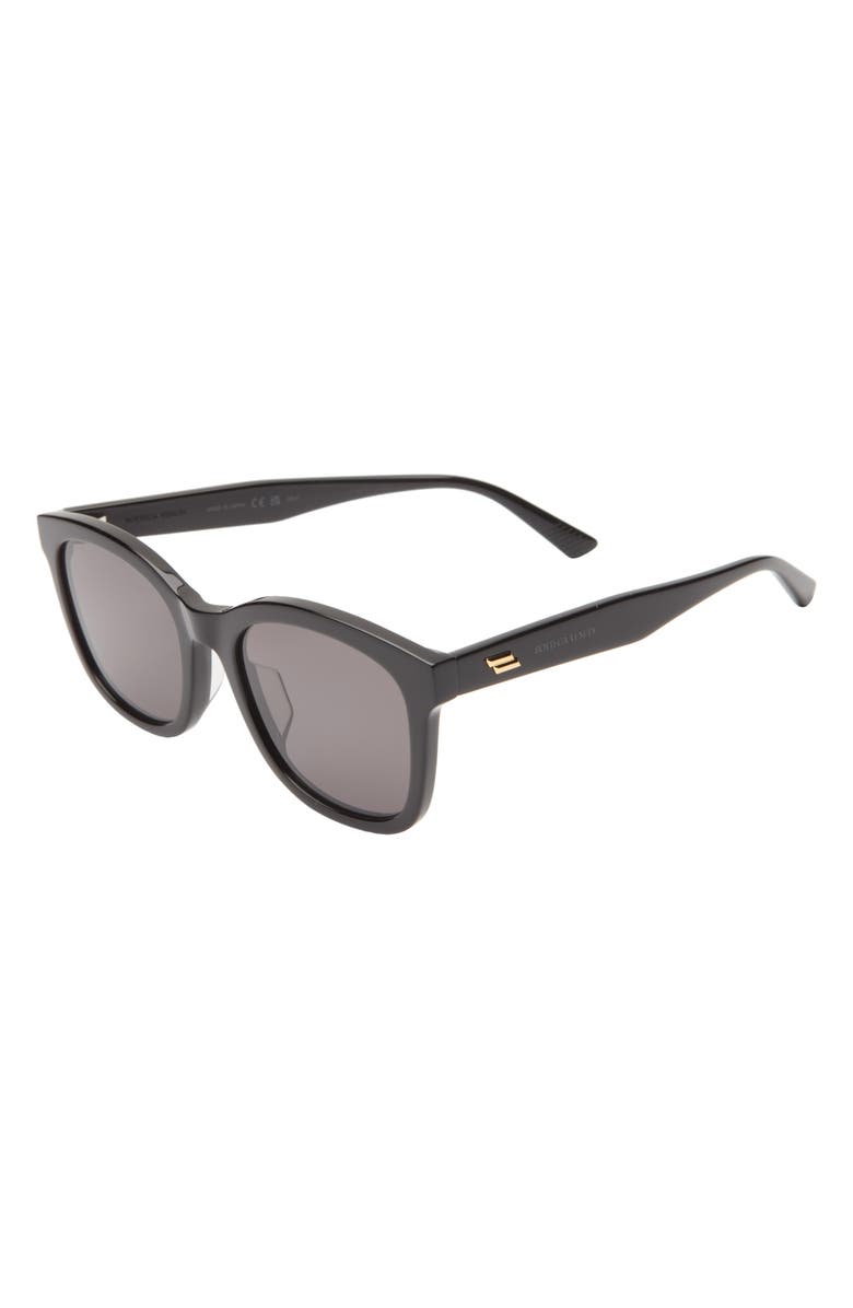 Bottega Veneta 54mm Round Oval Sunglasses, Alternate, color, Black Black Grey