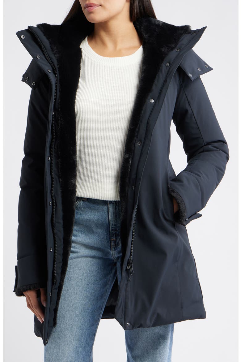 Samantah Faux Fur Lined Water Resistant Hooded Parka, Alternate, color, BLACK