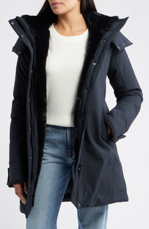 Save The Duck Samantah Faux Fur Lined Water Resistant Hooded Parka In Blue