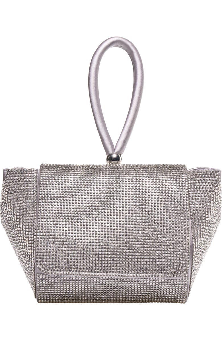LADY COUTURE Architectural Rhinestone Evening Bag, Main, color, Silver