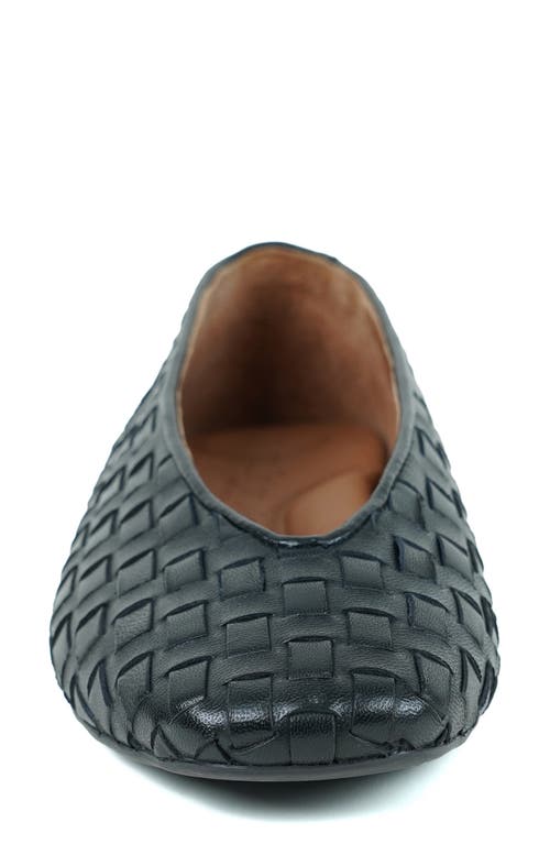 Gentle Souls By Kenneth Cole Willow Woven Flat In Black Leather
