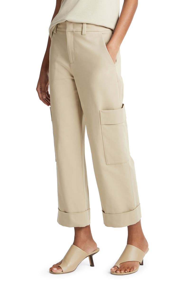 Vince Stretch Cotton Crop Utility Pants, Alternate, color, Sepia