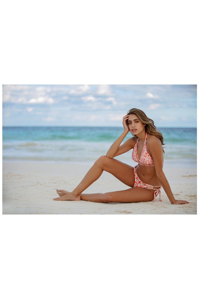Floral Triangle Bikini Top, Alternate, color, MANDARIN TANGERINE