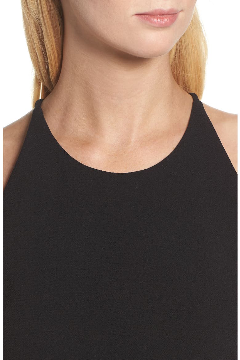 Cross Back Crepe Crop Top, Alternate, color, BLACK