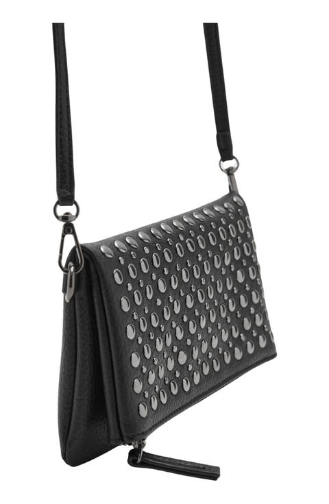 Stud Fold Over Shoulder Bag