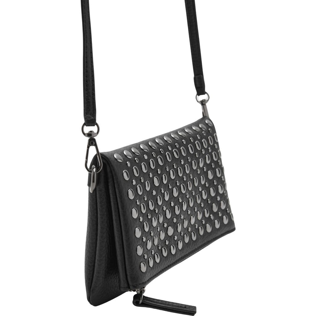 Mango Teen Stud Fold Over Shoulder Bag In Black