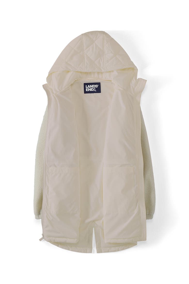 High Pile Quilted Mixed Media Parka, Alternate, color, Egret White