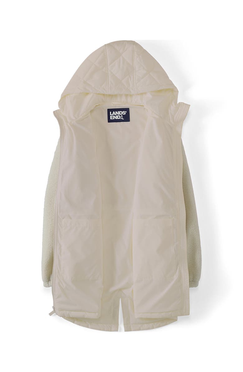 Lands' End High Pile Quilted Mixed Media Parka, Alternate, color, Egret White