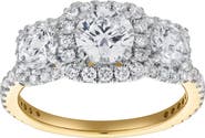 LuvMyJewelry Regalia 14K Gold Round Cut Lab Grown Diamond Halo Trinity Ring - 2 ct