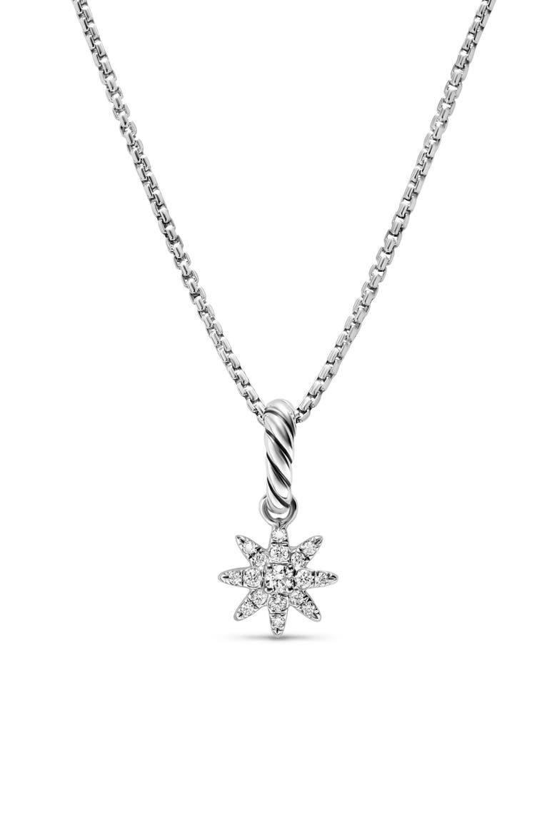 Petite Starburst Pendant in Sterling Silver with Full Pavé Diamonds, 10mm, Alternate, color, SILVER PAVE