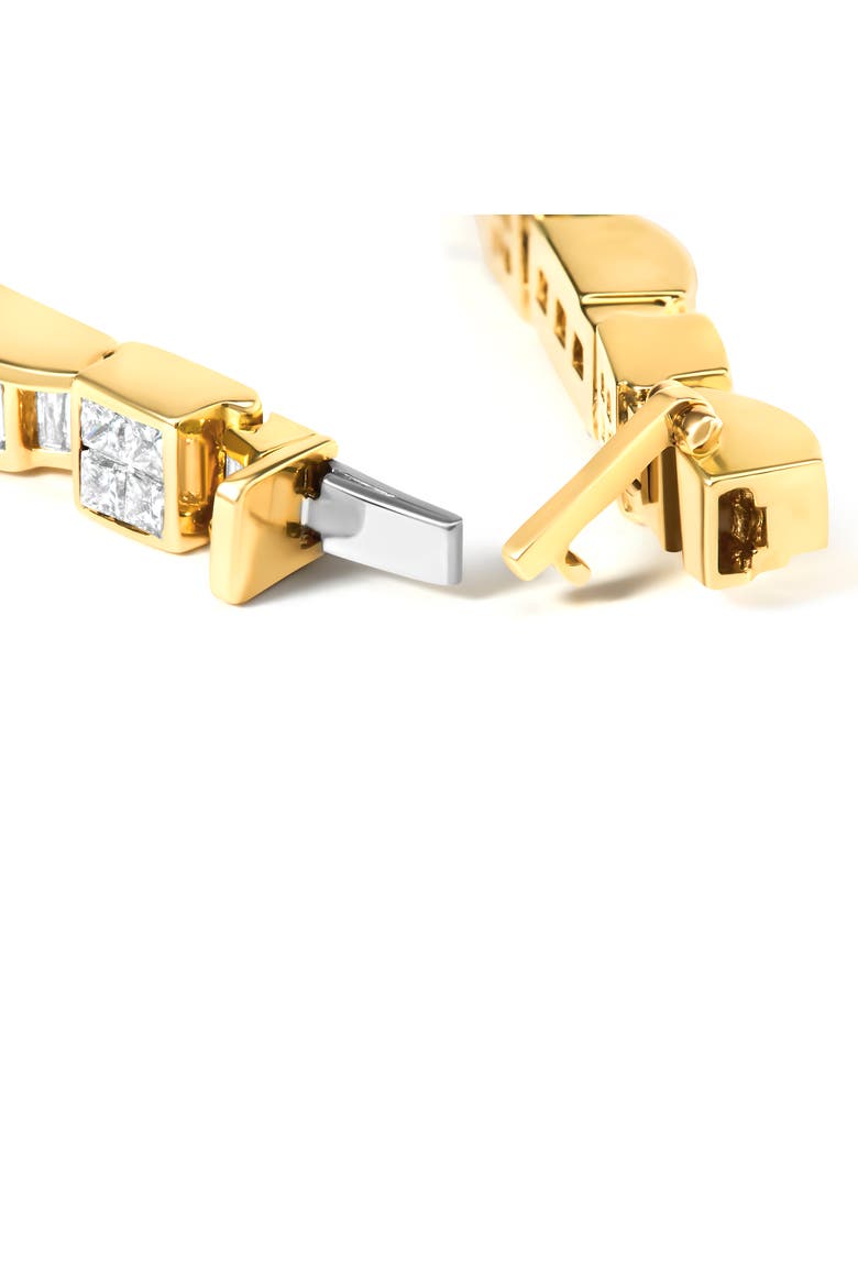 14K Yellow Gold 7.0 Cttw Baguette Cut Diamond Alternating Box and Wave Link Bracelet, Alternate, color, Yellow Gold