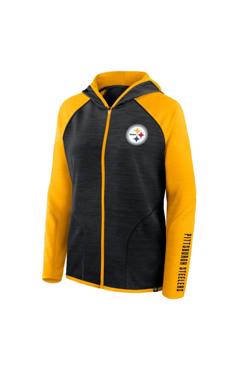 FANATICS Women's Fanatics Black/Gold Pittsburgh Steelers Redzone End Around Pass Raglan Full-Zip Hoodie, Alternate, color, Black