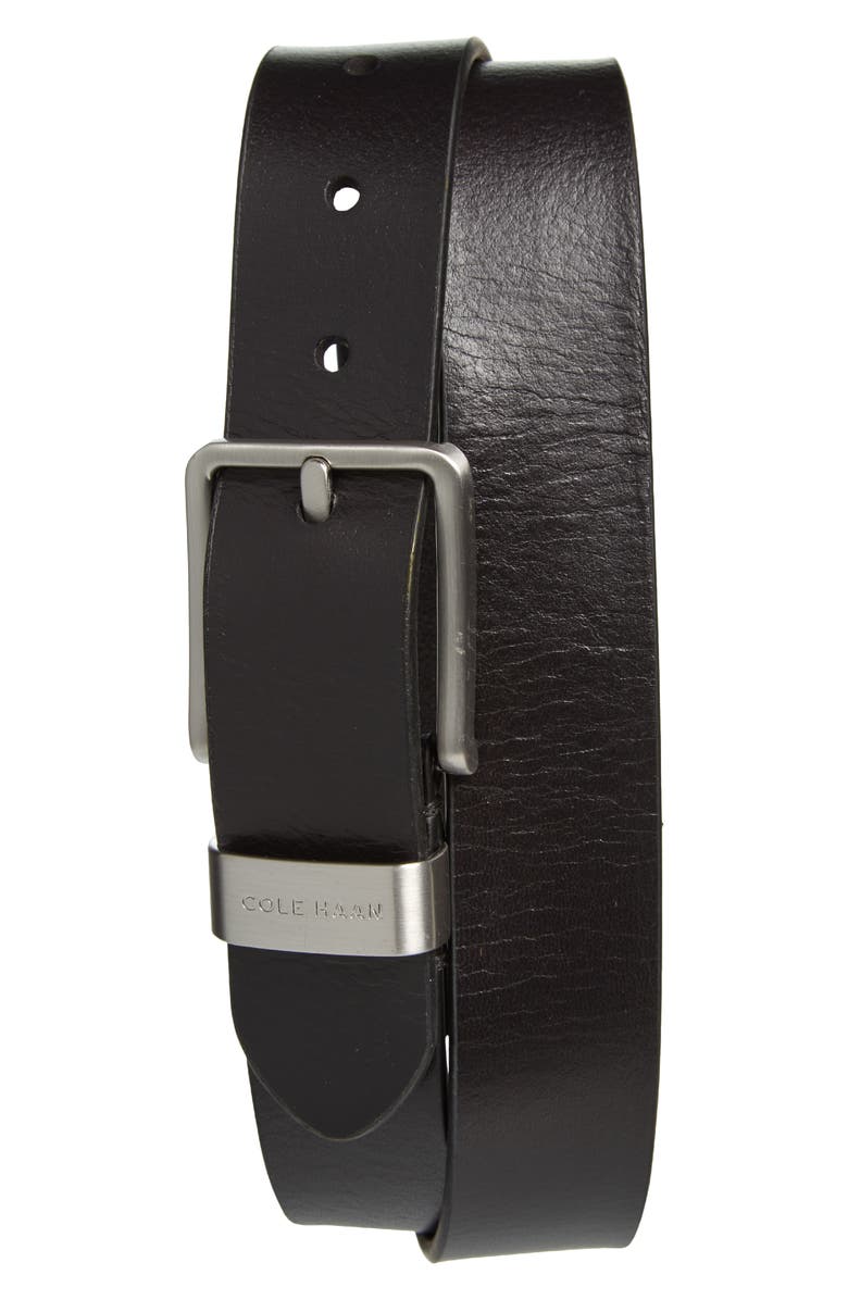 Cole Haan Metal Loop Leather Belt, Main, color, Black