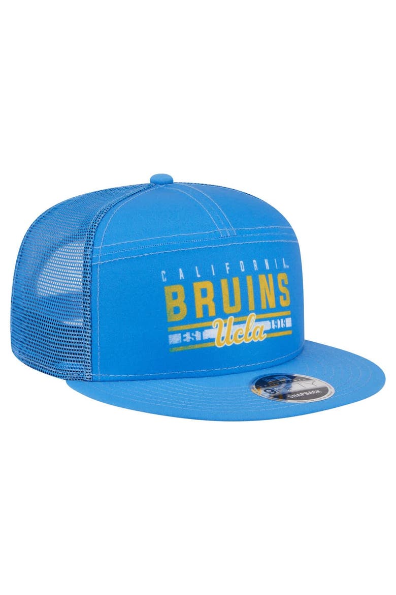 Men's New Era Blue UCLA Bruins Split Panel 9FIFTY Snapback Trucker Hat, Alternate, color, Blue