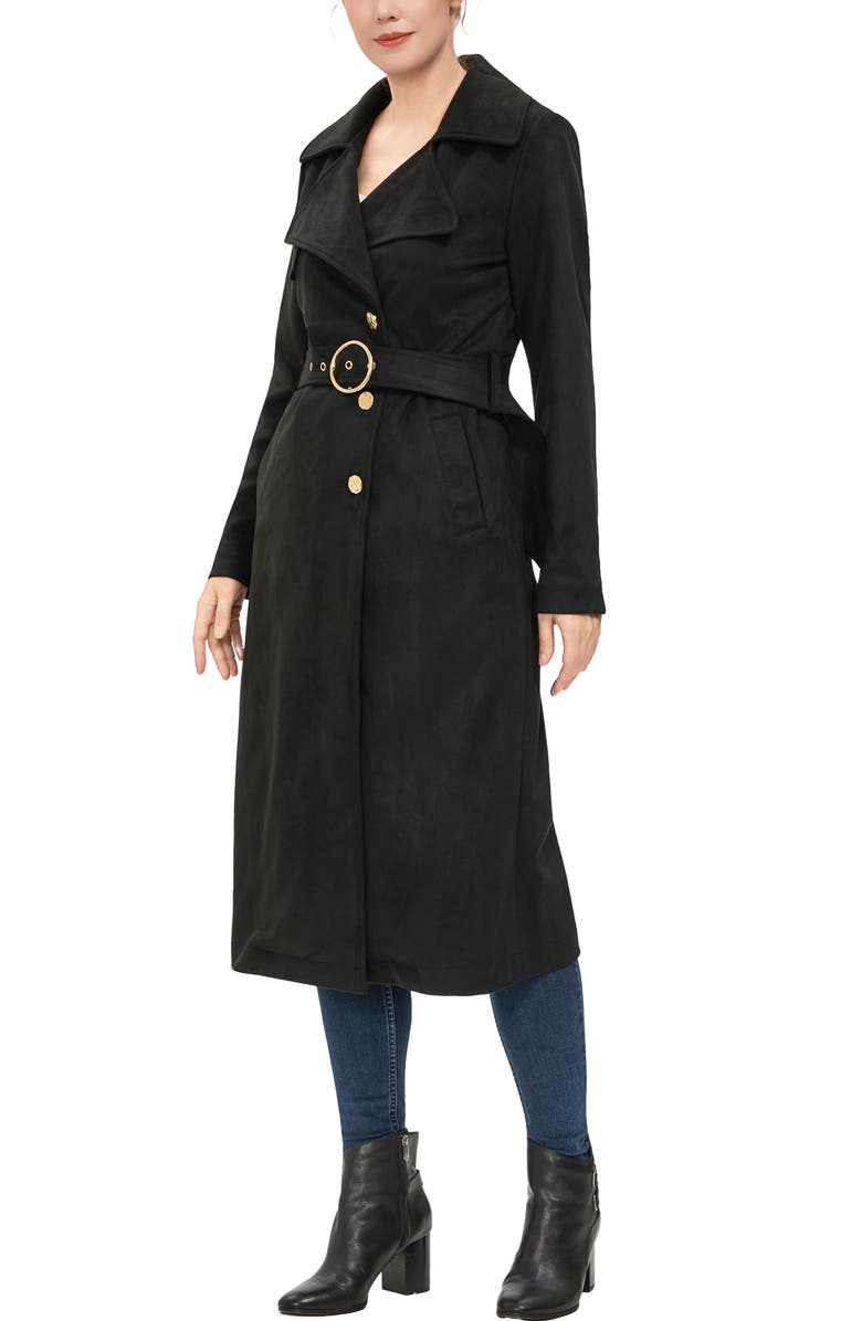 Kimi 
Kai Women
s Natalia Faux Suede Trench Coat, Alternate, color, Black
