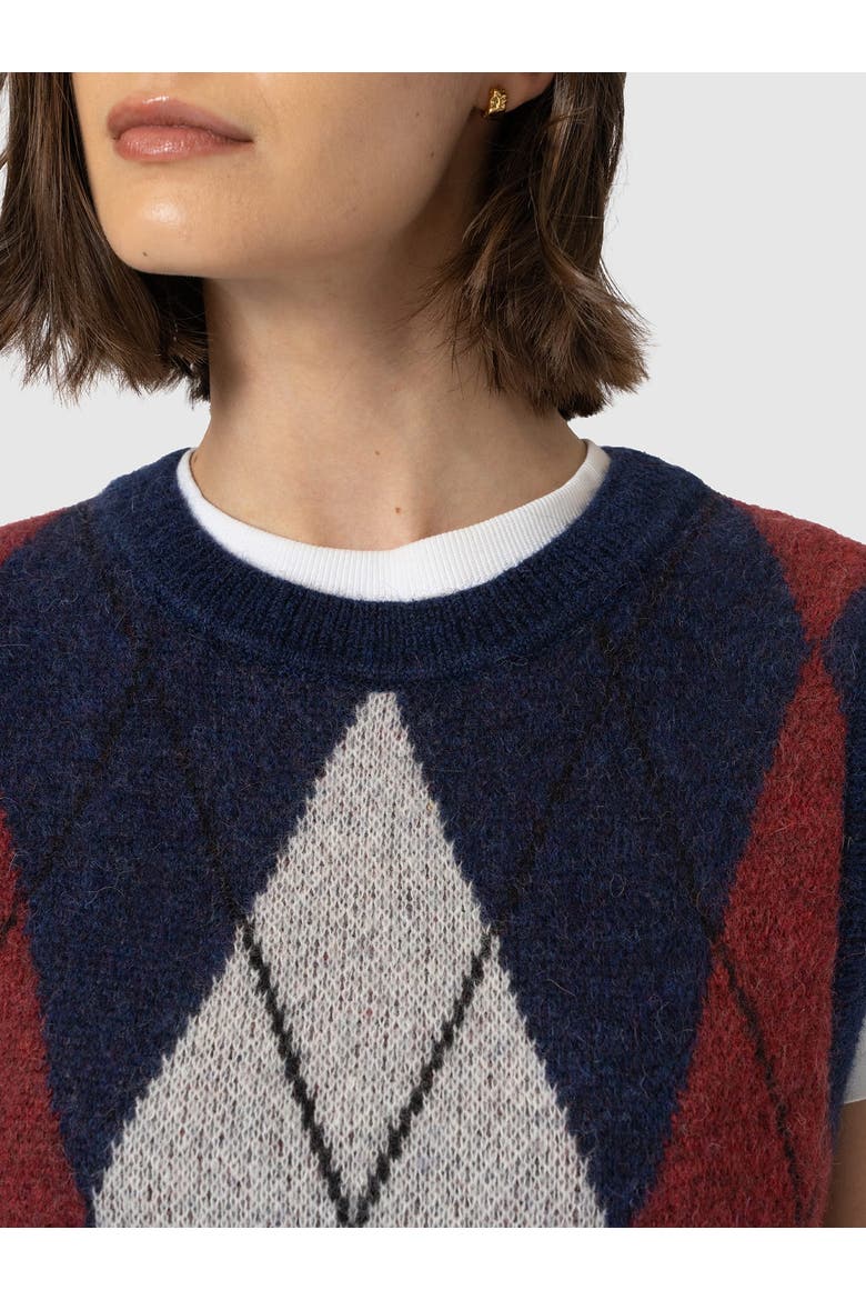 Argyle Sleeveless Knit, Alternate, color, Navy/Burgundy