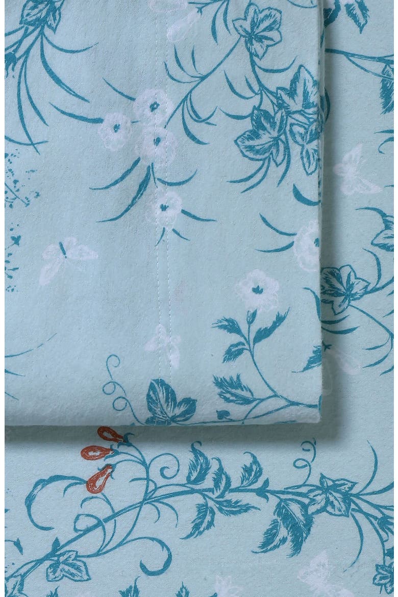 Katy Floral Cotton Flannel Sheet Set, Alternate, color, BLUE
