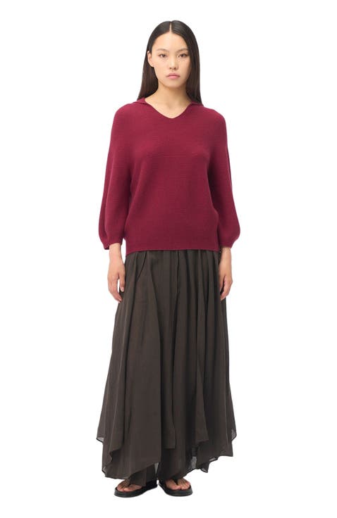 Open V-Collar Women's Polo Sweater