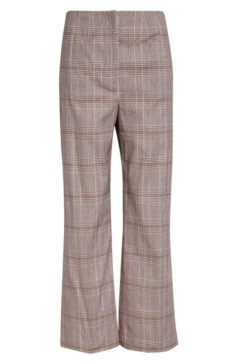 Dova High Waist Glen Check Ankle Pants