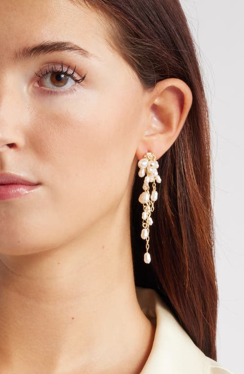 Nordstrom Faux Pearl Cascading Drop Earrings In White- Gold