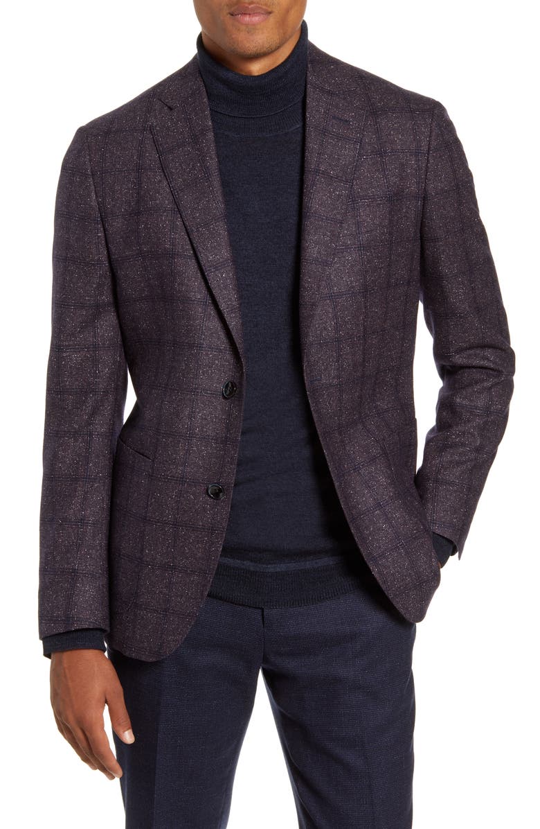 Nordstrom Signature Trim Fit Windowpane Wool Sport Coat, Main, color,