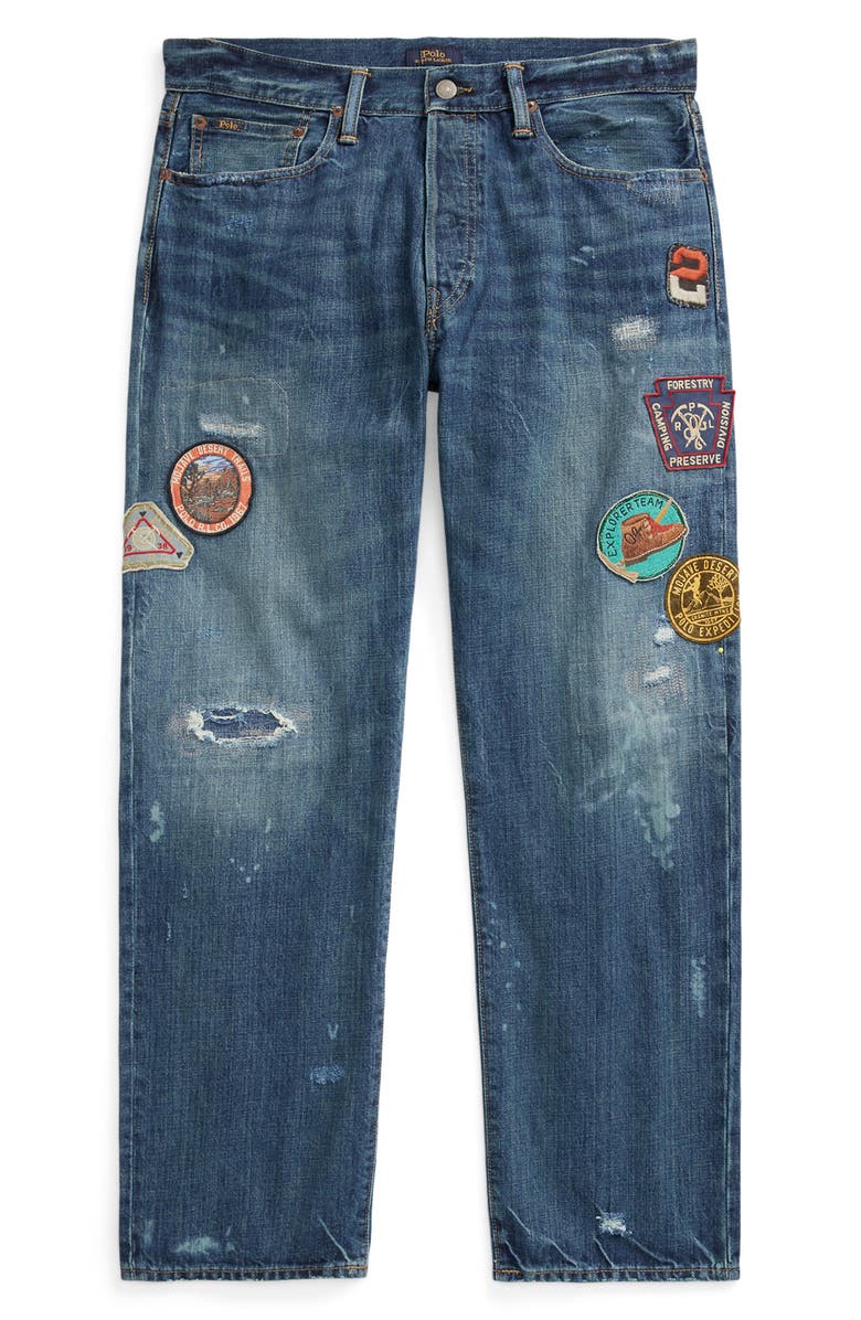 Polo Ralph Lauren Vintage Distressed Patchwork Straight Leg Jeans, Alternate, color, Inniswood