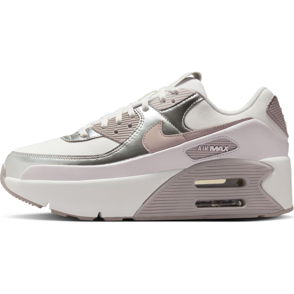 Nike Air Max 90 Lv8 Platform Sneaker In White/grey/vast Grey