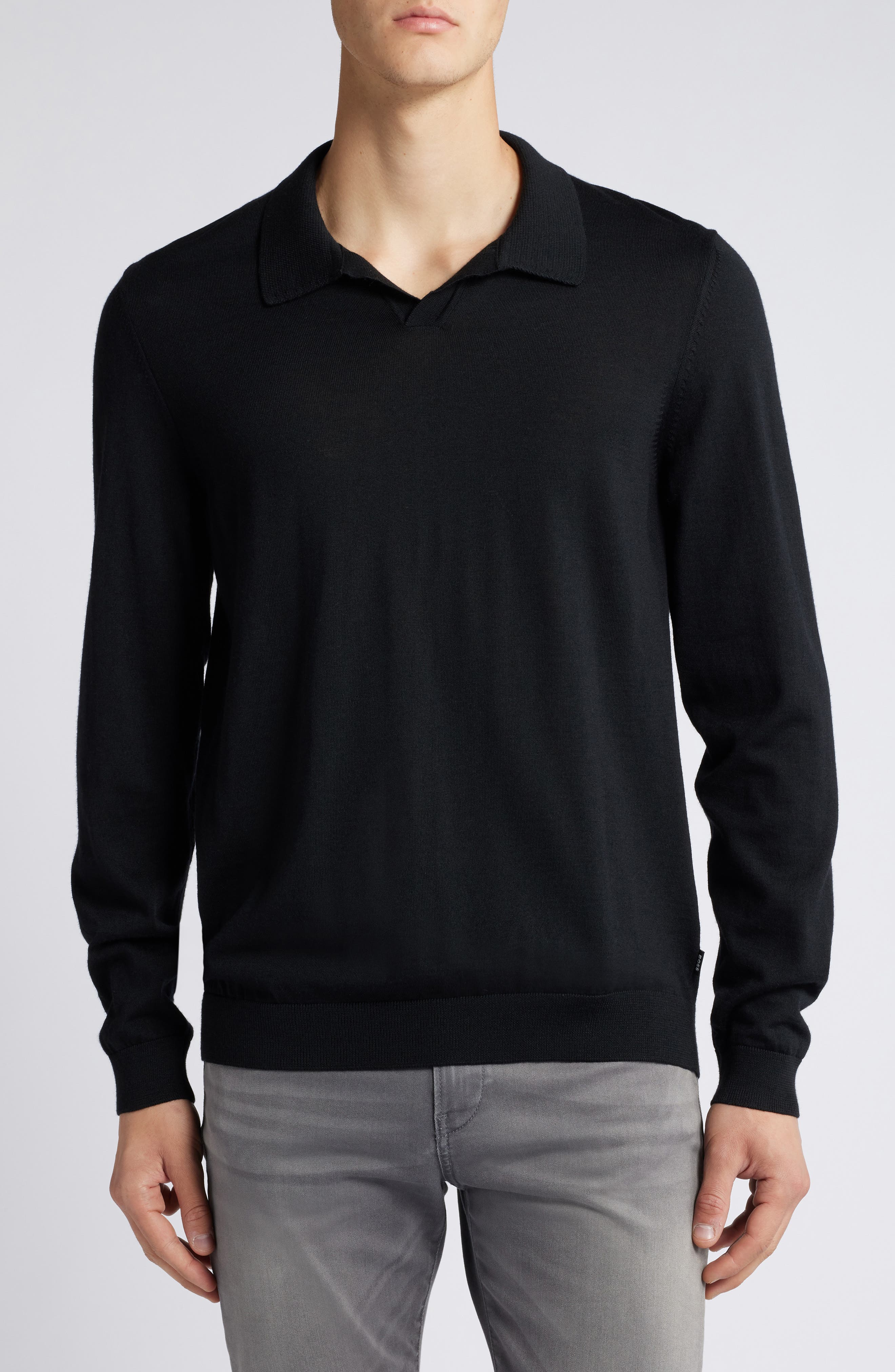 BOSS Enord Long Sleeve Wool Polo Sweater