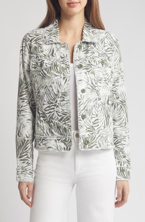Monstera Mirage Linen Trucker Jacket