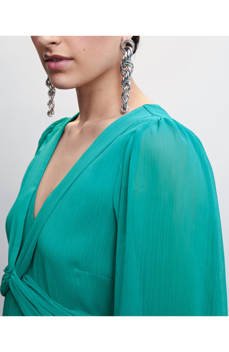 MANGO Pleated Long Sleeve Maxi Dress, Alternate, color, 