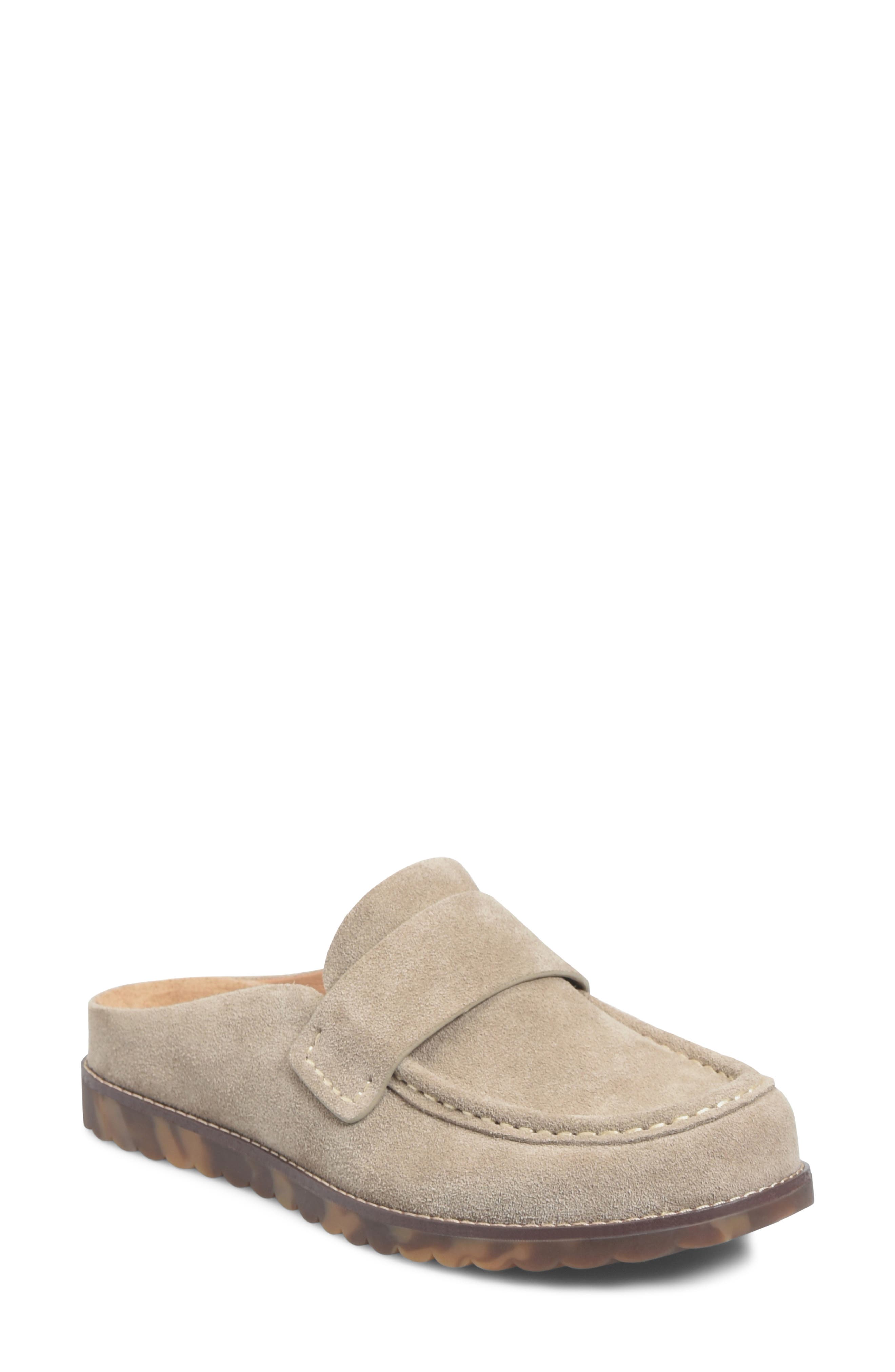 Alicia Leather Flat Mule, Main, color, LIGHT GREY